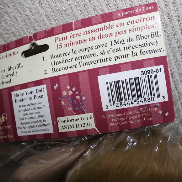 3/$88❤️Fibre-Craft 1996 vintage Doll Making Kit Springfield Collection "Sarah" - Picture 7 of 7